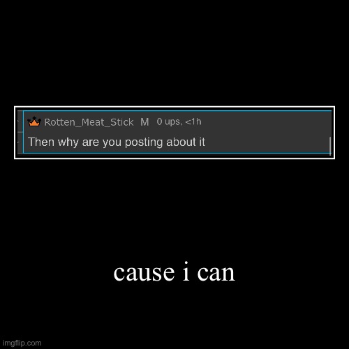 cause i can | | image tagged in funny,demotivationals | made w/ Imgflip demotivational maker