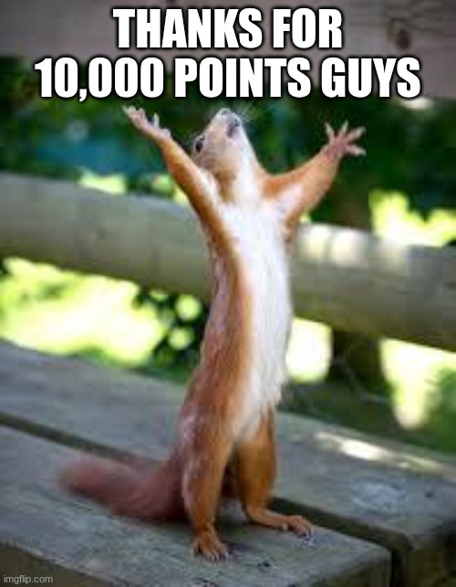 Praise Squirrel | THANKS FOR 10,000 POINTS GUYS | image tagged in praise squirrel | made w/ Imgflip meme maker
