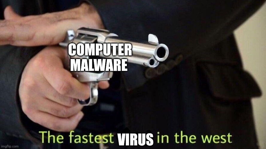 Fastest virus in the west | COMPUTER MALWARE; VIRUS | image tagged in fastest draw,computers,jpfan102504 | made w/ Imgflip meme maker