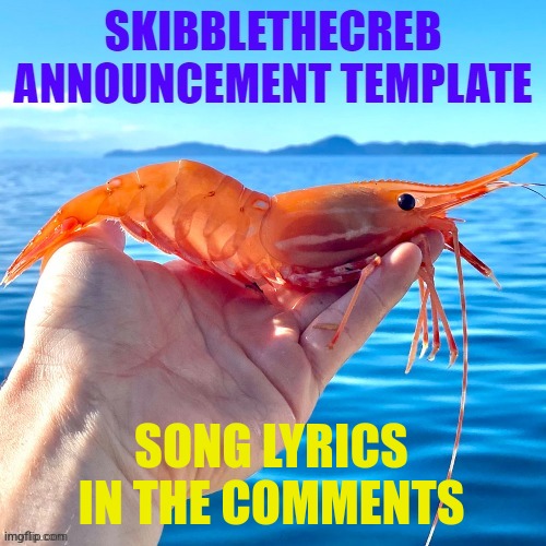 skibblethecreb announcement template | SONG LYRICS IN THE COMMENTS | image tagged in skibblethecreb announcement template | made w/ Imgflip meme maker