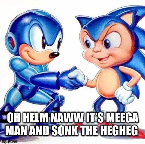 OH HELM NAWW IT’S MEEGA MAN AND SONK THE HEGHEG | made w/ Imgflip meme maker