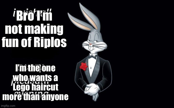 I wish all the X a very pleasant evening | Bro I’m not making fun of Riplos; I’m the one who wants a Lego haircut more than anyone | image tagged in i wish all the x a very pleasant evening | made w/ Imgflip meme maker
