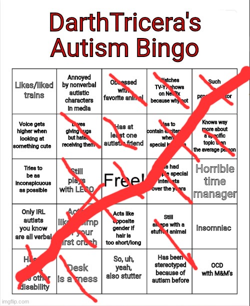 So yeah | image tagged in darthtricera's autism bingo | made w/ Imgflip meme maker