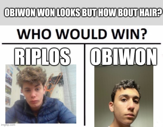 how bout hair? | OBIWON WON LOOKS BUT HOW BOUT HAIR? RIPLOS; OBIWON | image tagged in memes,who would win | made w/ Imgflip meme maker