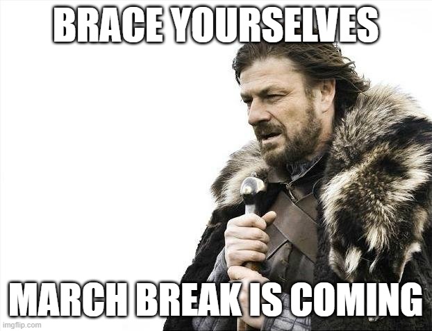 I'm going to watch Kung Fu Panda 4! | BRACE YOURSELVES; MARCH BREAK IS COMING | image tagged in memes,brace yourselves x is coming,march | made w/ Imgflip meme maker