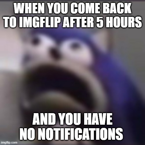 distress | WHEN YOU COME BACK TO IMGFLIP AFTER 5 HOURS; AND YOU HAVE NO NOTIFICATIONS | image tagged in distress | made w/ Imgflip meme maker