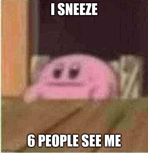 Kirby | I SNEEZE; 6 PEOPLE SEE ME | image tagged in kirby | made w/ Imgflip meme maker