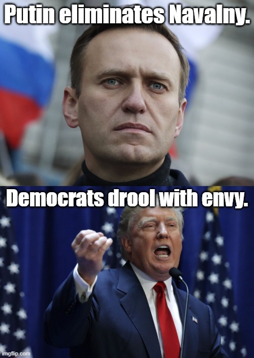 Democrats Envy | Putin eliminates Navalny. Democrats drool with envy. | image tagged in navalny stern,putin eliminates navalny | made w/ Imgflip meme maker