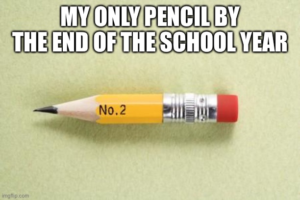 short pencil | MY ONLY PENCIL BY THE END OF THE SCHOOL YEAR | image tagged in short pencil | made w/ Imgflip meme maker