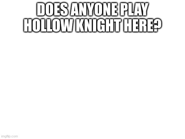 DOES ANYONE PLAY HOLLOW KNIGHT HERE? | image tagged in hollow knight | made w/ Imgflip meme maker