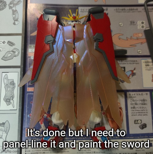 It's done but I need to panel-line it and paint the sword | made w/ Imgflip meme maker
