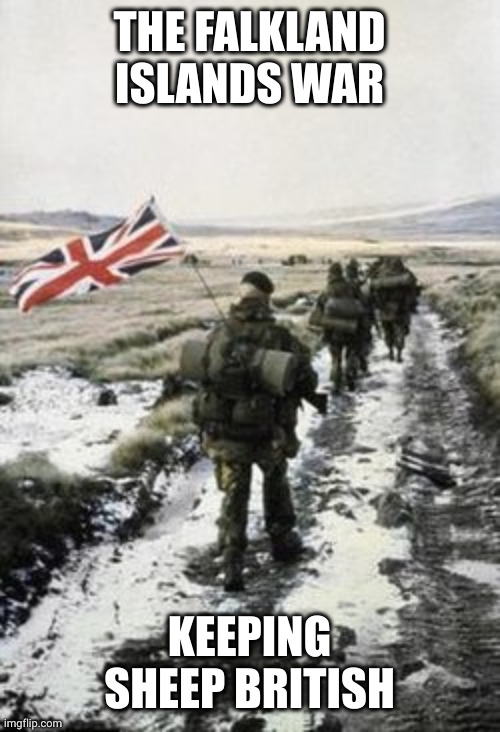 Maggie Thatcher loves 400,000 sheep and they love her back | THE FALKLAND ISLANDS WAR; KEEPING SHEEP BRITISH | image tagged in falklands yomp,falkland islands,malvinas,argentina,sheep,memes | made w/ Imgflip meme maker