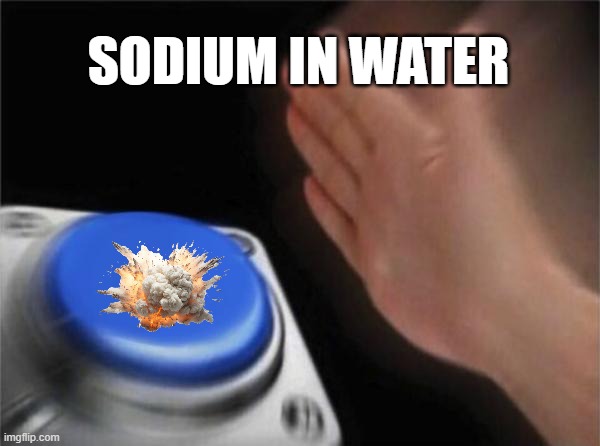 The Scarifice Of Sodium | SODIUM IN WATER | image tagged in memes,blank nut button | made w/ Imgflip meme maker