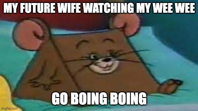 Jerry ate cheese | MY FUTURE WIFE WATCHING MY WEE WEE; GO BOING BOING | image tagged in jerry ate cheese | made w/ Imgflip meme maker