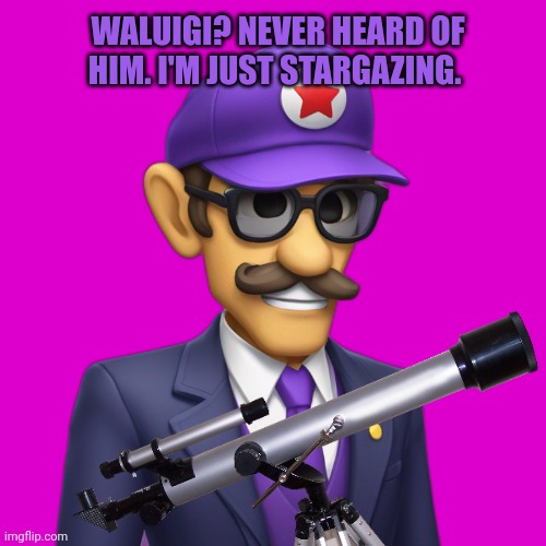 WALUIGI? NEVER HEARD OF HIM. I'M JUST STARGAZING. | made w/ Imgflip meme maker