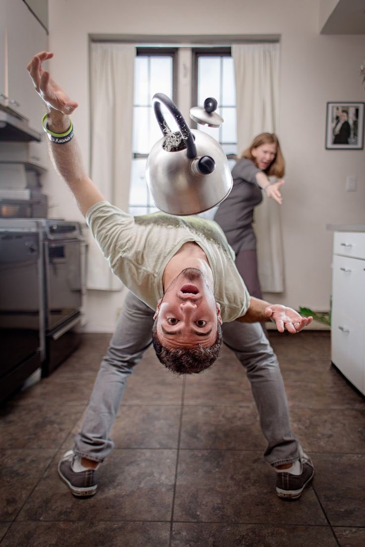 Woman attacking man with Teapot Blank Meme Template