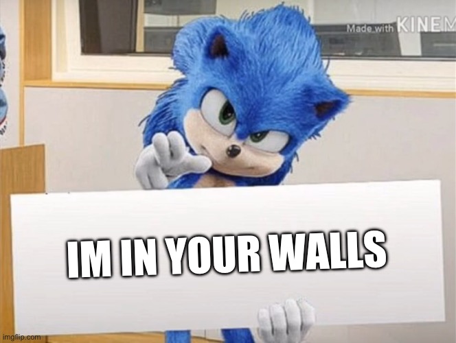Sonic is in your walls | IM IN YOUR WALLS | image tagged in movie sonic card meme | made w/ Imgflip meme maker