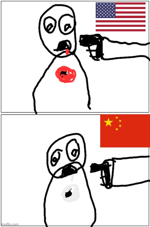 china censorship be like | image tagged in memes,blank comic panel 1x2,china,censorship,blood,america | made w/ Imgflip meme maker