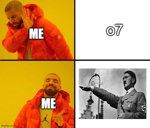 The second salute is the better option. | ME; o7; ME | image tagged in drake meme,meme,memes,offensive,i will offend everyone,i don't give a shit | made w/ Imgflip meme maker
