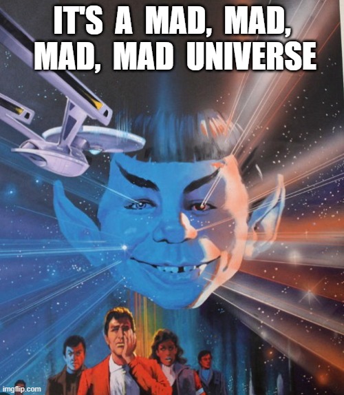 Mad Universe | IT'S  A  MAD,  MAD,  MAD,  MAD  UNIVERSE | image tagged in star trek | made w/ Imgflip meme maker