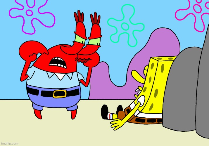 THINK SPONGEBOI ME BOB, THINK! (Art by SharkiBee) | made w/ Imgflip meme maker