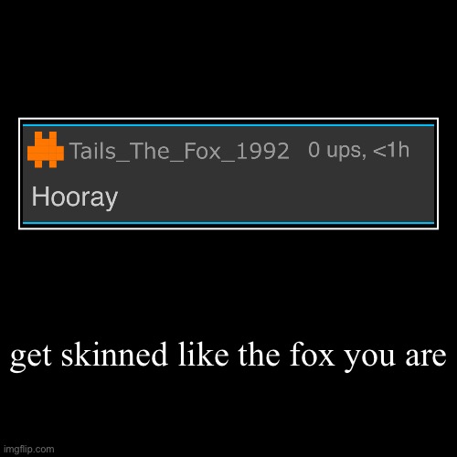 get skinned like the fox you are | | image tagged in funny,demotivationals | made w/ Imgflip demotivational maker