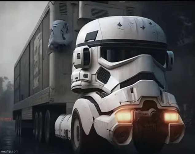 The safest truck in the world, it never hits anything | image tagged in truck,stormtrooper | made w/ Imgflip meme maker