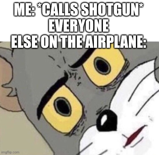 Oops | ME: *CALLS SHOTGUN*
EVERYONE ELSE ON THE AIRPLANE: | image tagged in me everyone else,oops,airplane | made w/ Imgflip meme maker