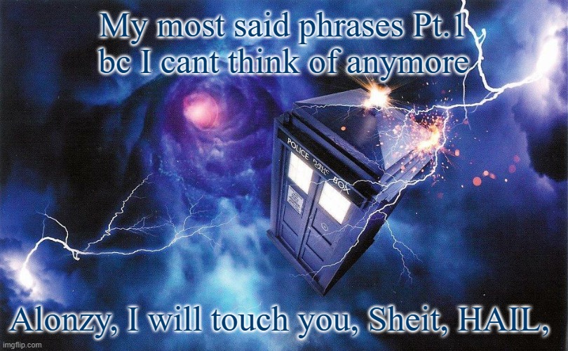 The_Doctor's Template | My most said phrases Pt.1 bc I cant think of anymore; Alonzy, I will touch you, Sheit, HAIL, | image tagged in the_doctor's template | made w/ Imgflip meme maker