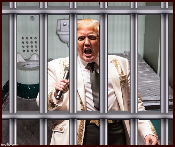 Smellvis Von Schitzenpantz Performs Jailhouse Rock For An Audience Of One. | image tagged in donald trump,trump elvis,trump smells,convict trump,convict 45,convict this traitor already | made w/ Imgflip meme maker