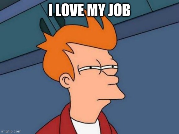 Love my. Job | I LOVE MY JOB | image tagged in memes,futurama fry,funny memes | made w/ Imgflip meme maker