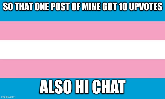 Hi chat! (Do not mind the template) | SO THAT ONE POST OF MINE GOT 10 UPVOTES; ALSO HI CHAT | made w/ Imgflip meme maker