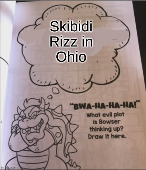KILL HIM | Skibidi
Rizz in
Ohio | image tagged in bowser evil plot | made w/ Imgflip meme maker