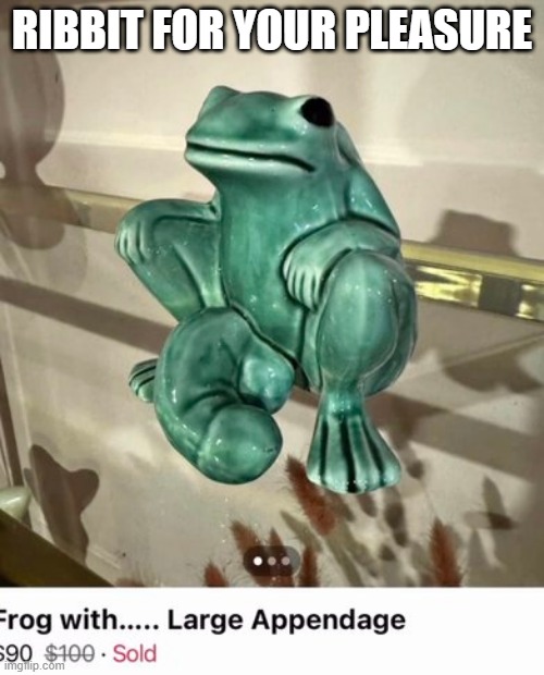 Hung Frog | RIBBIT FOR YOUR PLEASURE | image tagged in sex jokes | made w/ Imgflip meme maker