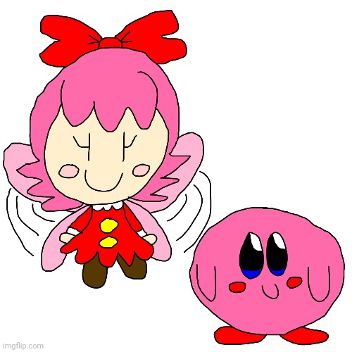 Kirby and Ribbon fanart | image tagged in kirby,fanart,cute,parody,artwork,2024 | made w/ Imgflip meme maker