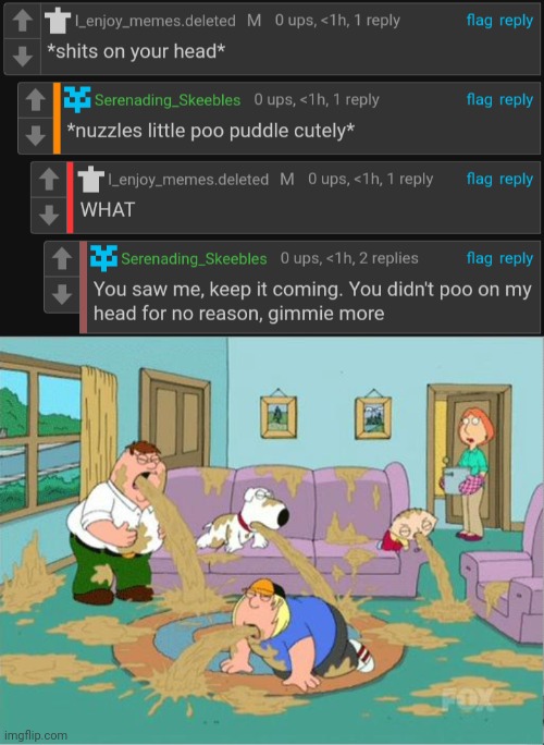 image tagged in family guy puke | made w/ Imgflip meme maker