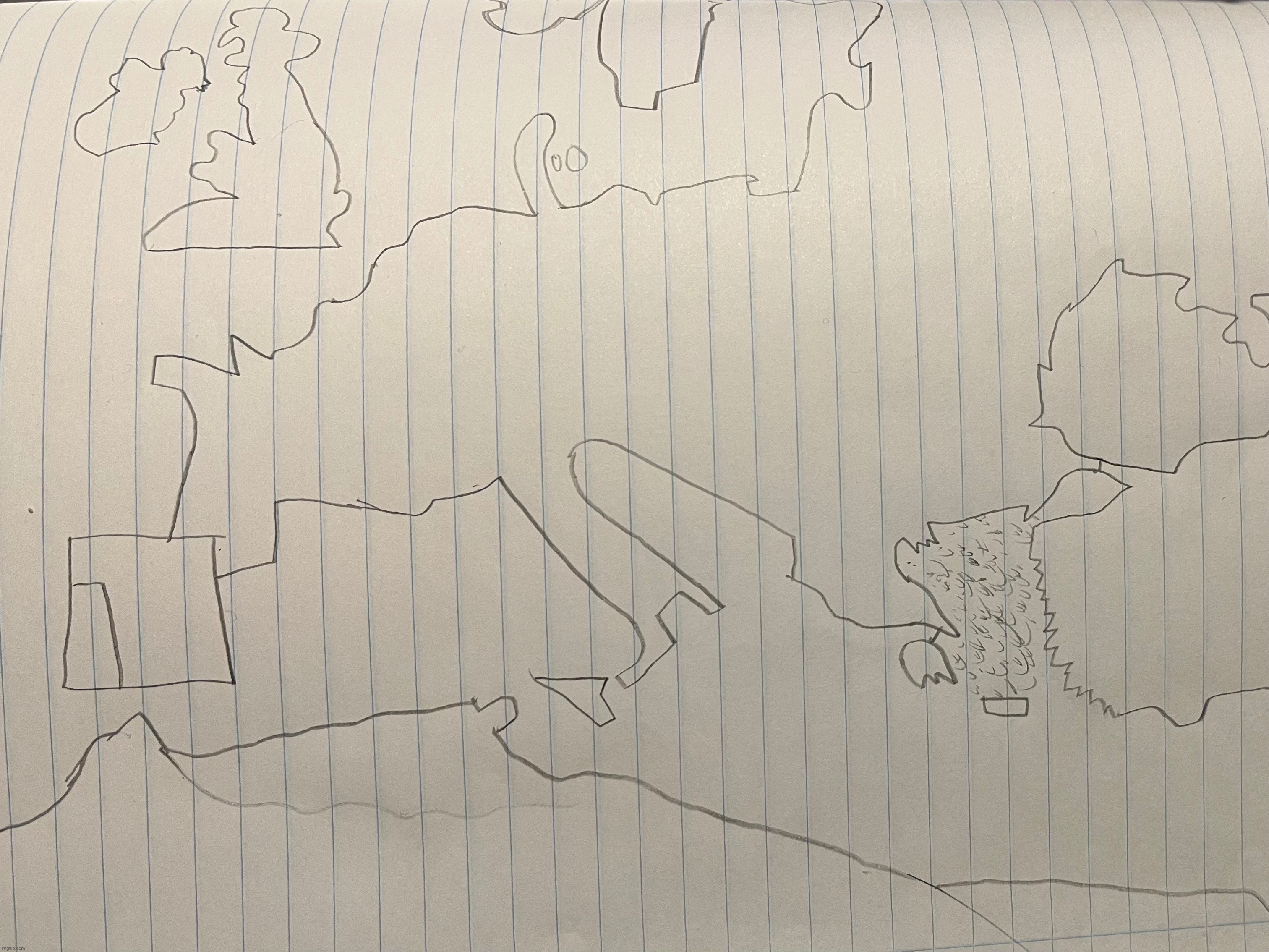this scuffed europe map i had to draw for some history assignment ☠️ | image tagged in drawing,cursed,maps,europe,bro what | made w/ Imgflip meme maker