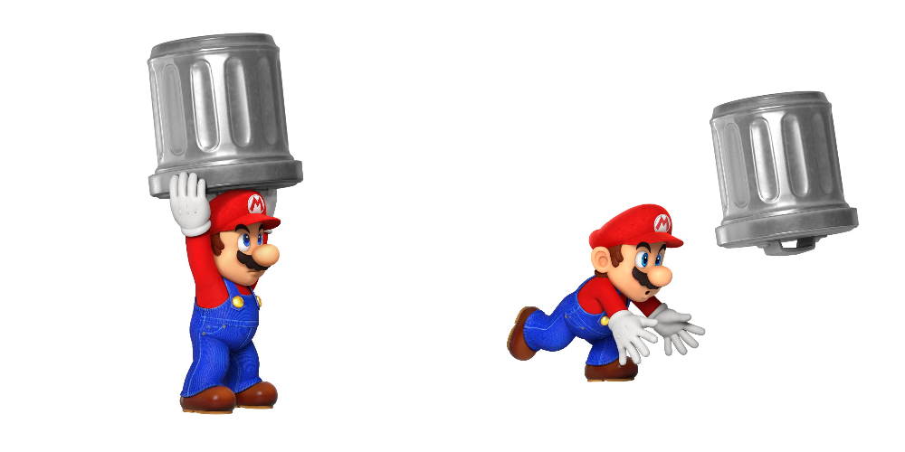 Mario throwing a trash can Blank Meme Template