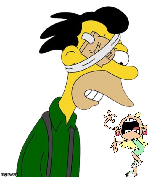 Leni is Freaking Out: Part XI | image tagged in lenny simpsons injured eye transparent background | made w/ Imgflip meme maker