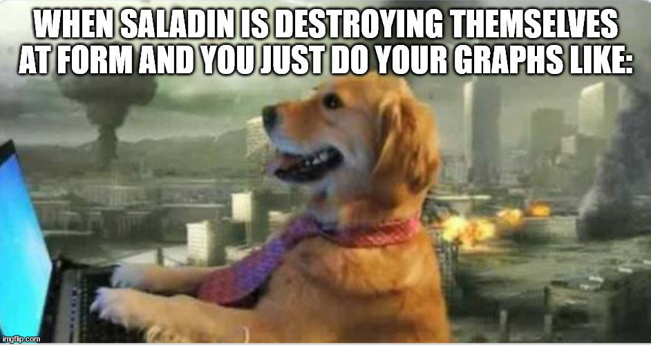 WHEN SALADIN IS DESTROYING THEMSELVES AT FORM AND YOU JUST DO YOUR GRAPHS LIKE: | made w/ Imgflip meme maker