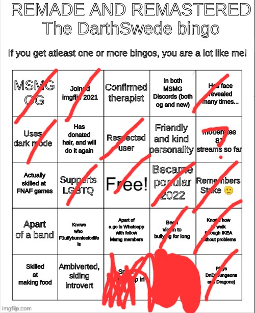 Is ms member he'll the old one? | image tagged in the darthswede bingo remastered and remade | made w/ Imgflip meme maker