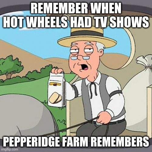 i am going to miss hot wheels acceleracers and highway 35 world race, rip. | REMEMBER WHEN HOT WHEELS HAD TV SHOWS; PEPPERIDGE FARM REMEMBERS | image tagged in memes,pepperidge farm remembers,hot wheels,funny,funny memes | made w/ Imgflip meme maker