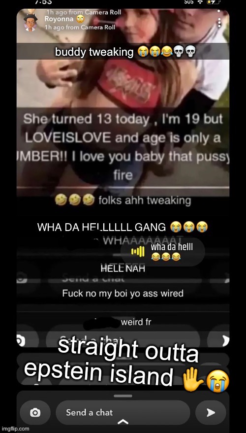 straight outta epstein island ✋😭 | made w/ Imgflip meme maker