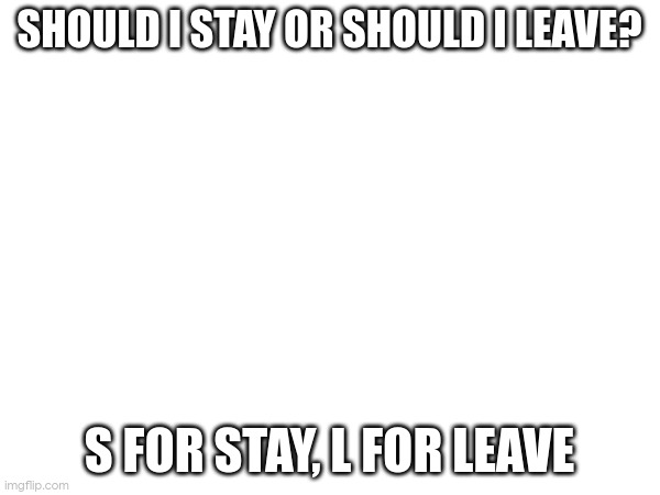 SHOULD I STAY OR SHOULD I LEAVE? S FOR STAY, L FOR LEAVE | made w/ Imgflip meme maker