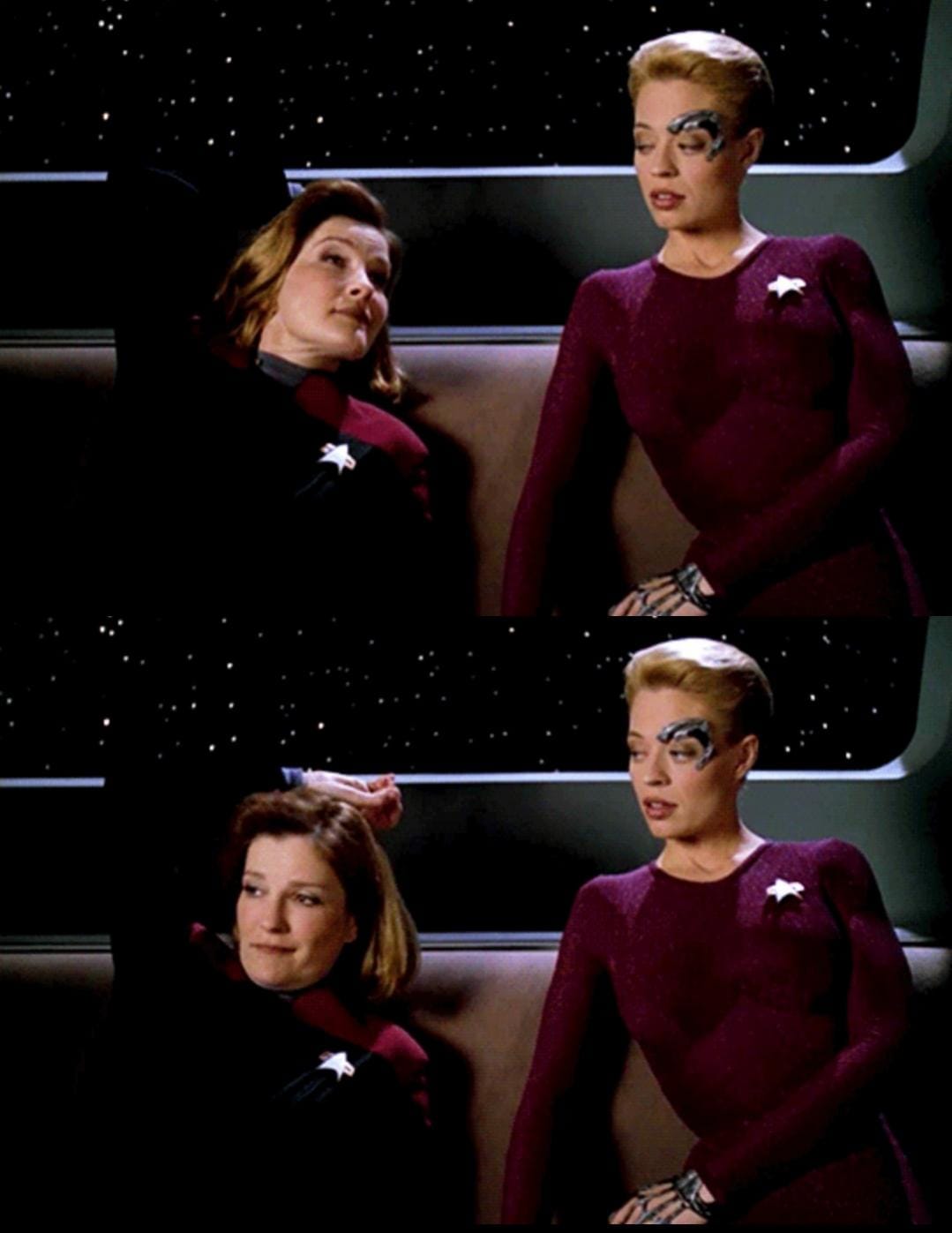 High Quality Janeway and Seven in the Ready Room Blank Meme Template