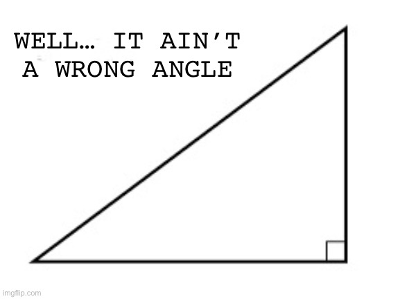 Triangle | WELL… IT AIN’T A WRONG ANGLE | image tagged in funny memes | made w/ Imgflip meme maker