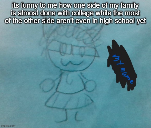 oh boy | its funny to me how one side of my family is almost done with college while the most of the other side aren't even in high school yet | image tagged in bda neko arc | made w/ Imgflip meme maker