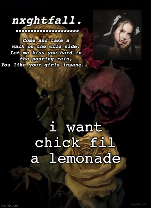 The show im watching is crazy | i want chick fil a lemonade | image tagged in nxghtfall | made w/ Imgflip meme maker