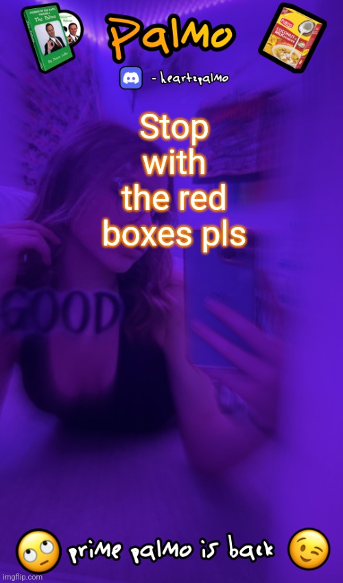 follow me plsss | Stop with the red boxes pls | image tagged in follow me plsss | made w/ Imgflip meme maker