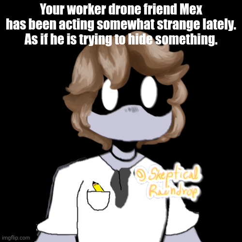 You're either his sibling, gf, or friend. | Your worker drone friend Mex has been acting somewhat strange lately. As if he is trying to hide something. | image tagged in basic rules apply | made w/ Imgflip meme maker